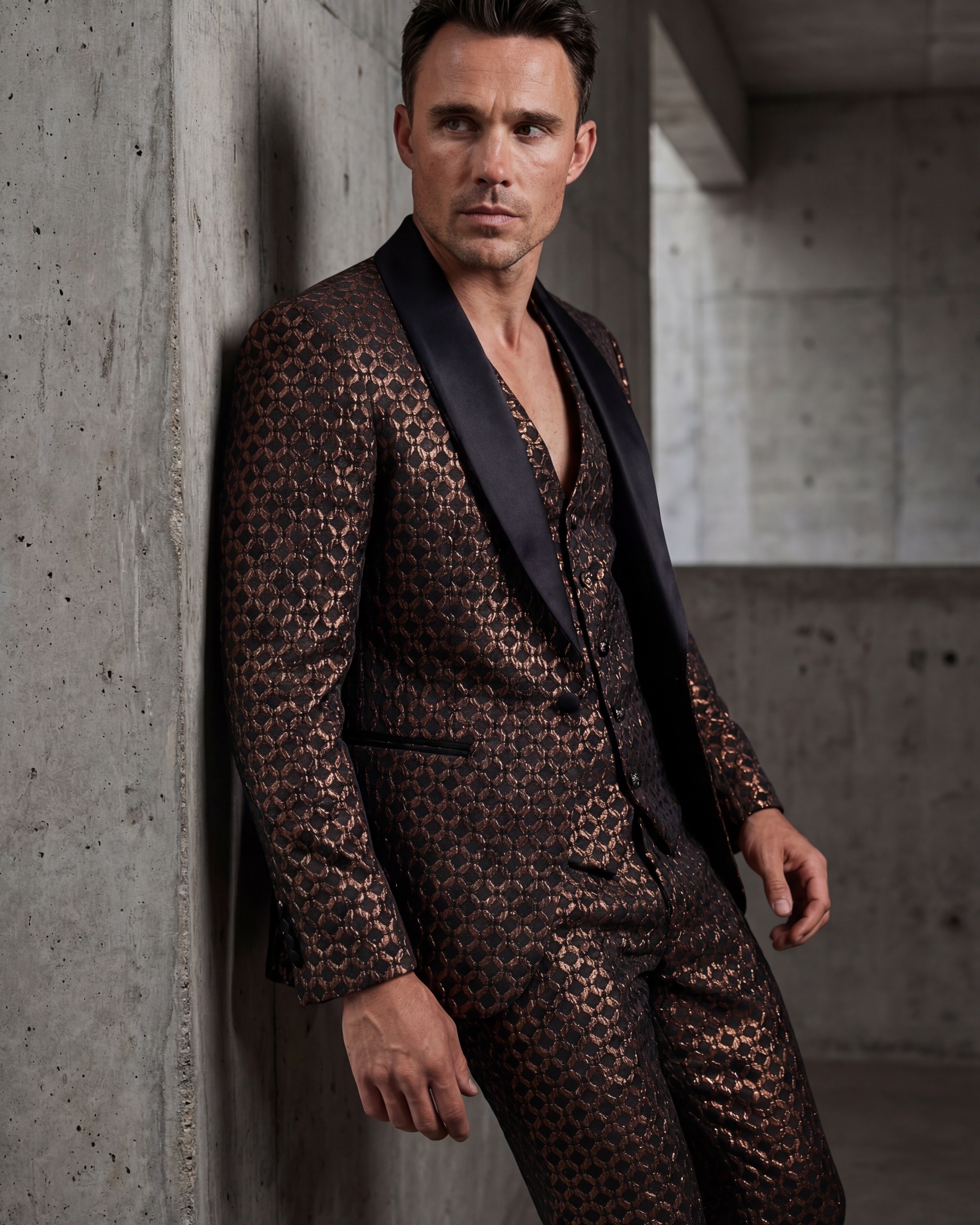 Bronze honeycomb suit portrait