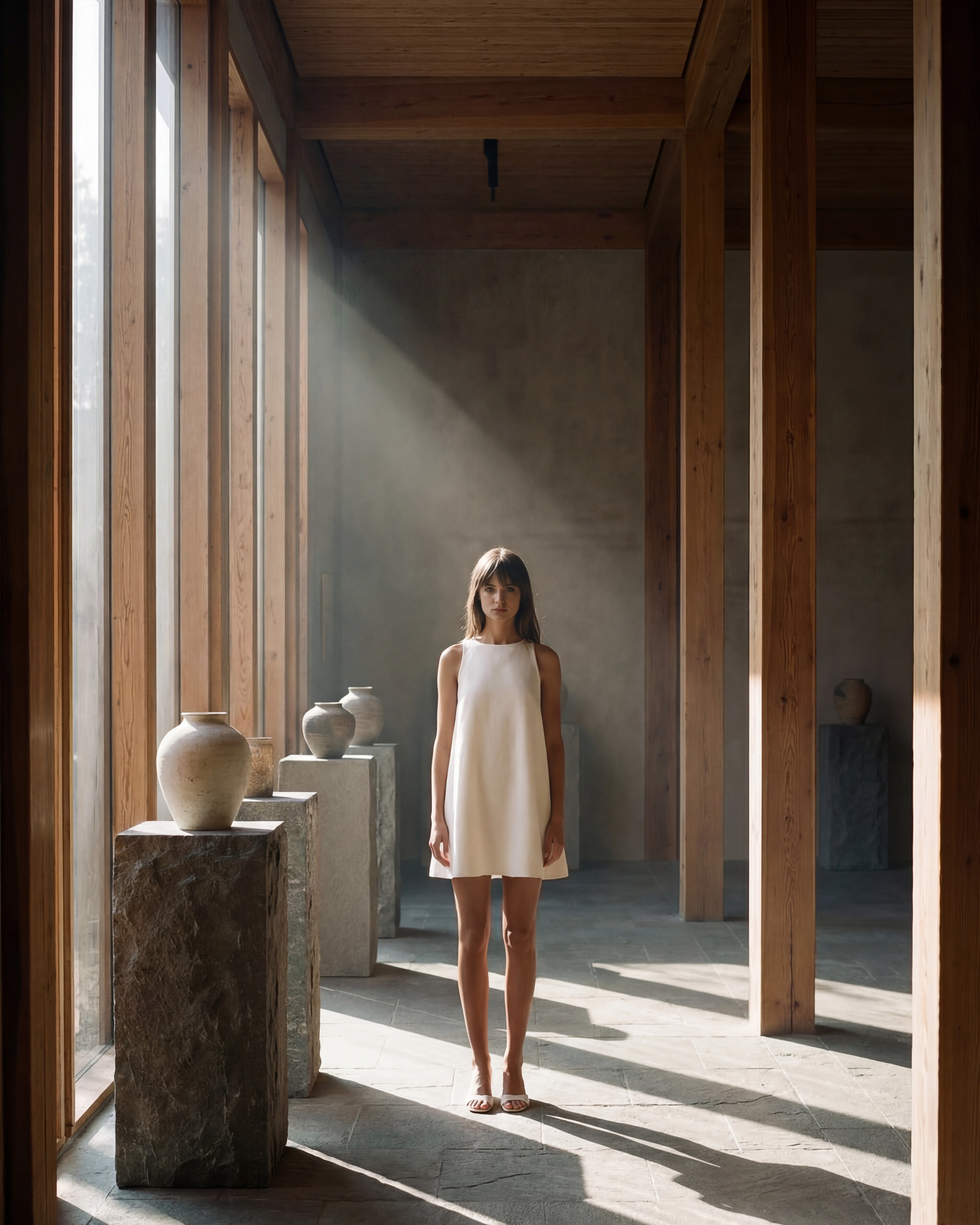 Atmospheric light through timber beams