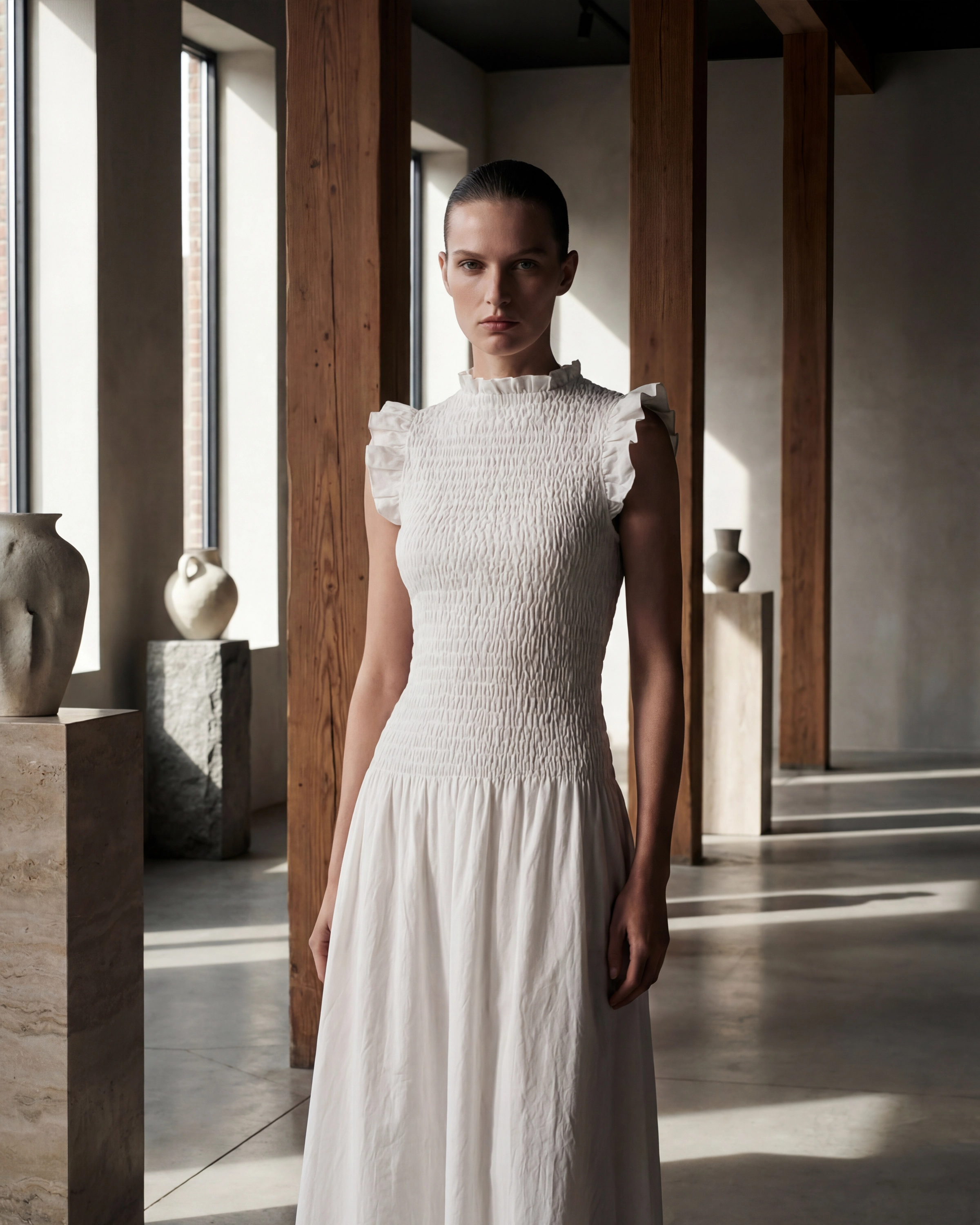 Detail of smocked bodice construction