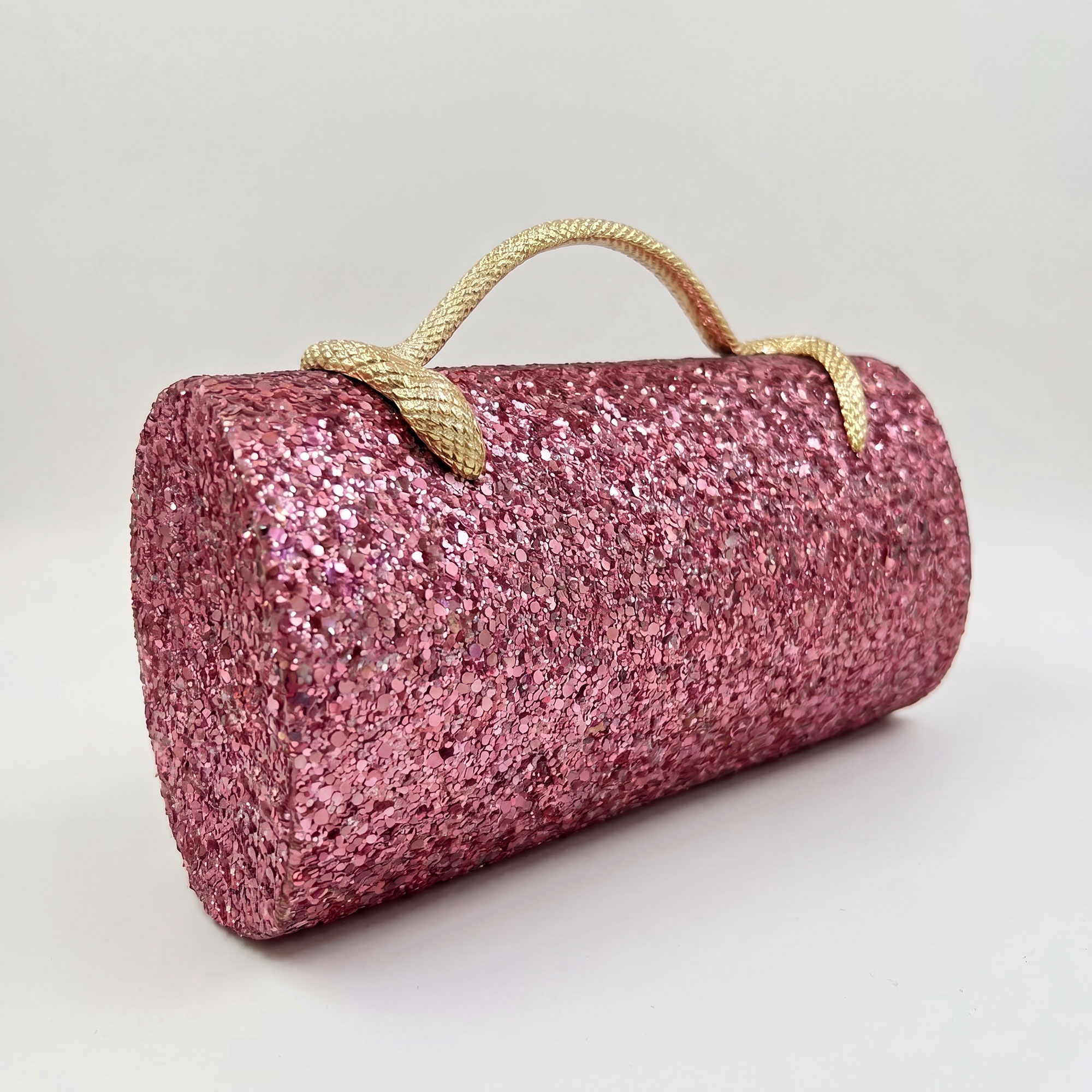 Reconstructed Verano Hill glitter clutch — studio packshot